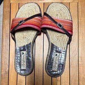 Brighton Red and Brown Striped Sandals